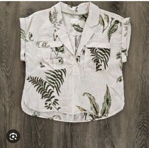 ANTHROPOLOGIE linen Blouse LG